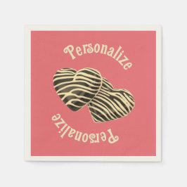 Chocolate candy hjärtcoral rosa Söt kärlek Pappersservett