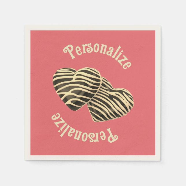 Chocolate candy hjärtcoral rosa Söt kärlek Pappersservett (Framsidan)