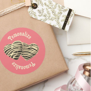 Chocolate candy hjärtcoral rosa Söt kärlek Runt Klistermärke