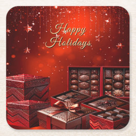 Chocolate Candy Holiday Paper Coaster Underlägg Papper Kvadrat