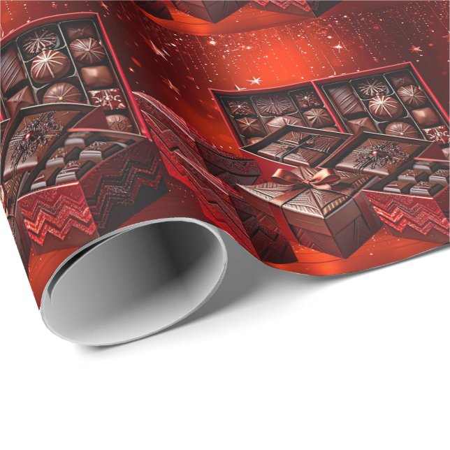 Chocolate Candy Holiday Wrapping Paper Presentpapper (Rullad Hörn)