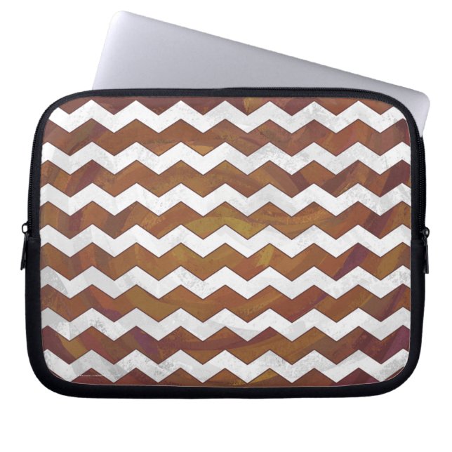 Chocolate Carmel Swirl Chevron Mönster Laptop Fodral (Framsidan)