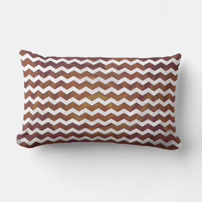Chocolate Carmel Swirl Chevron Mönster Lumbarkudde (Framsida)