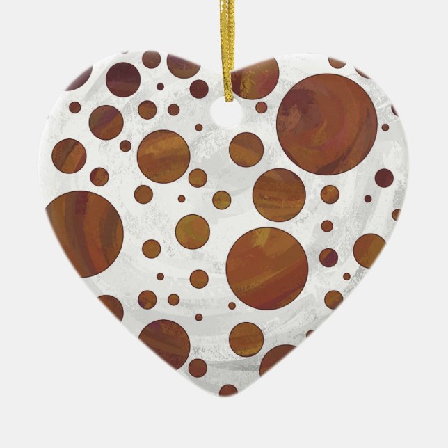 Chocolate Carmel Swirl Polka Dot Julgransprydnad Keramik (Framsidan)
