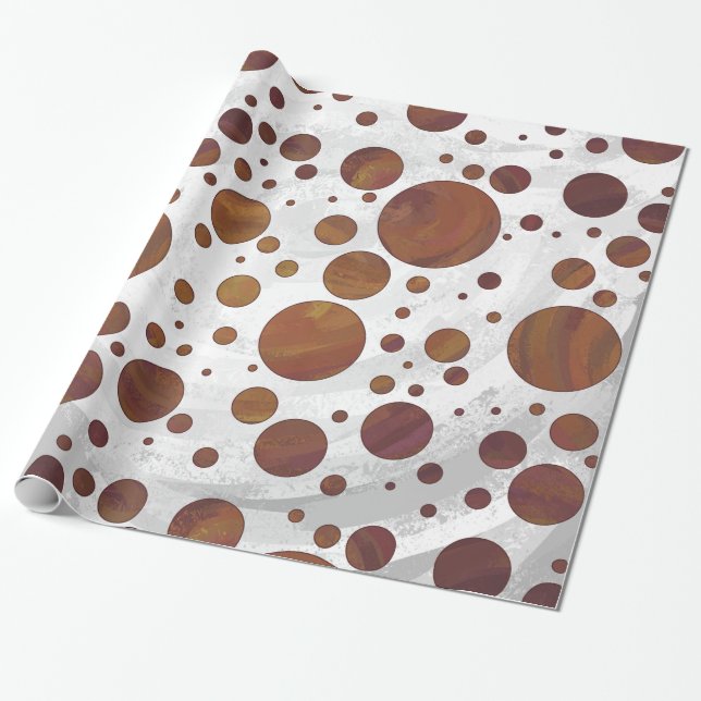 Chocolate Carmel Swirl Polka Dot Presentpapper (Utrullad)