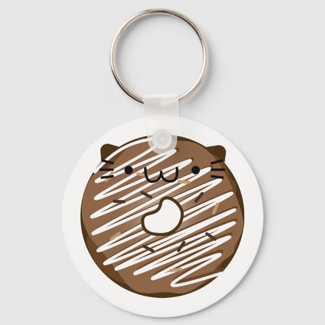Chocolate Cat Donut Keychain Nyckelring (Framsida)