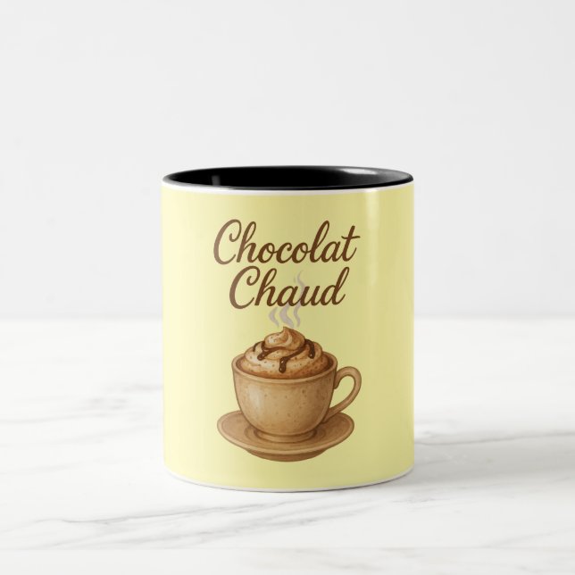 Chocolate Chaud Hett Chocolate Illustration Två-Tonad Mugg (Center)