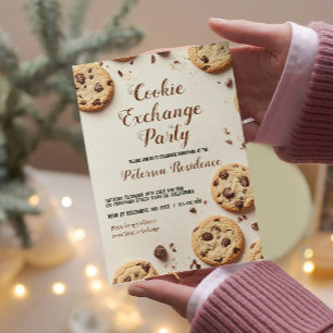 Chocolate Chip Beige Cookie Exchange Party Inbjudningar