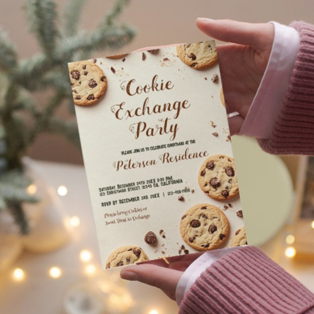 Chocolate Chip Beige Cookie Exchange Party Inbjudningar (Skapare uppladdad)