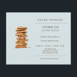 Chocolate chip cookie Bakery Grand Open Flyer<br><div class="desc">Bakery Grand-open-inbjudan med vattenfärg choklad chip cookie torn på blå bakgrund.</div>