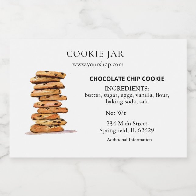 Chocolate chip cookie Bakery Mat Etiketter (Singel etikett)