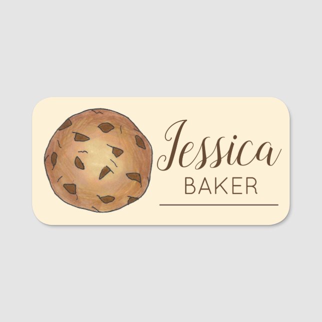 Chocolate Chip Cookie Bakery Pastry Chef Dessert Namnbricka (Framsida)