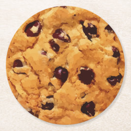 Chocolate Chip Cookie-bild Underlägg Papper Rund