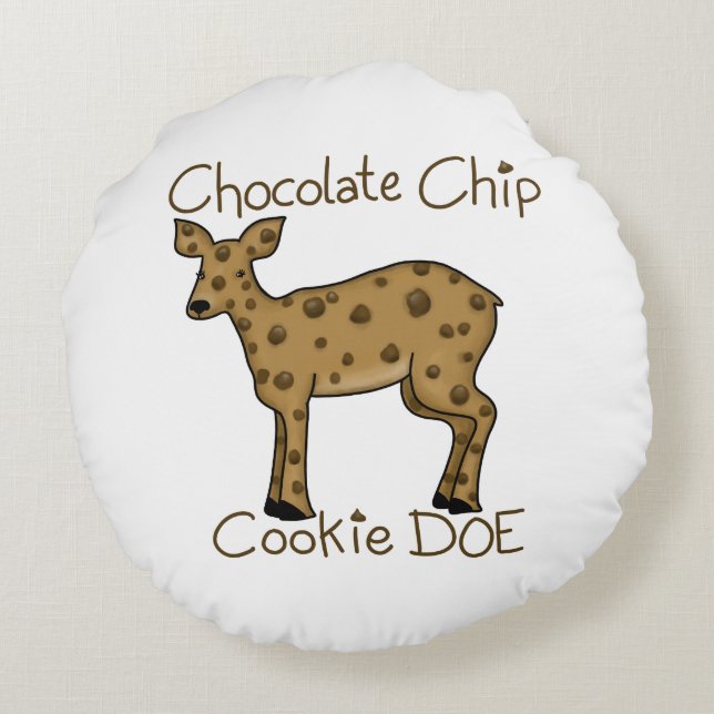 Chocolate Chip Cookie Doe Rund Kudde (Baksidan)