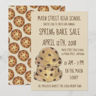 Chocolate Chip Cookie Dough Bake Sale Cookies Inbjudningar
