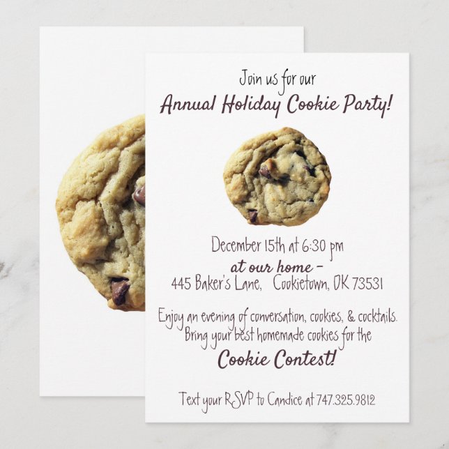 Chocolate Chip Cookie Exchange Party-inbjudan Inbjudningar (Fram/baksida)