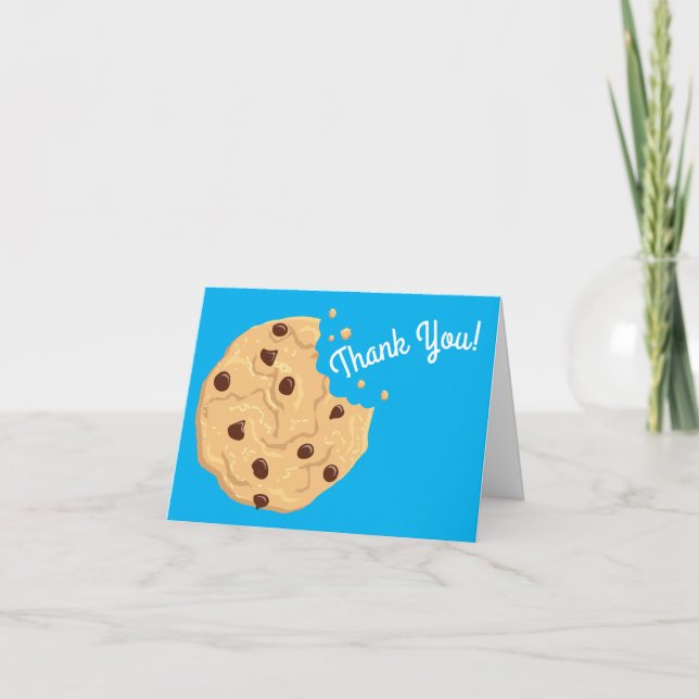 Chocolate Chip Cookie Kids 1st Birthday Party Blue Kort (Framsida)