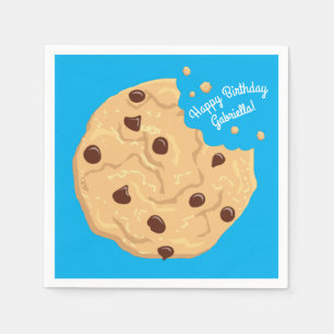 Chocolate Chip Cookie Kids 1st Birthday Party Blue Pappersservett