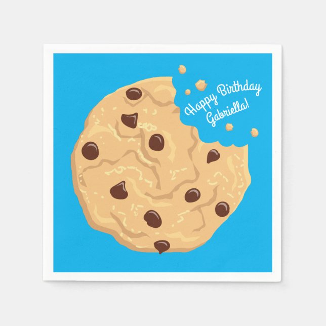Chocolate Chip Cookie Kids 1st Birthday Party Blue Pappersservett (Framsidan)