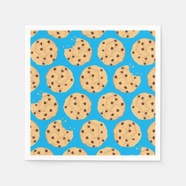 Chocolate Chip Cookie Kids 1st Birthday Party Blue Pappersservett (Framsidan)
