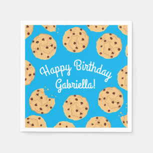 Chocolate Chip Cookie Kids 1st Birthday Party Blue Pappersservett