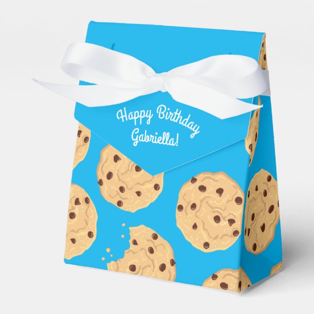 Chocolate Chip Cookie Kids 1st Birthday Party Blue Presentaskar (Framsidan Sidan)