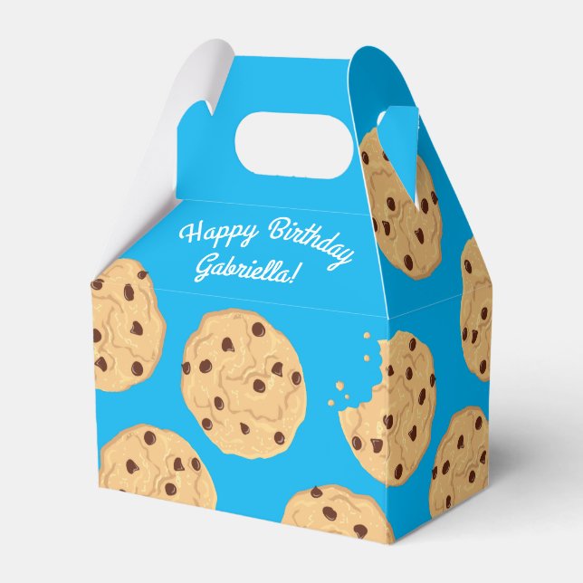 Chocolate Chip Cookie Kids 1st Birthday Party Blue Presentaskar (Baksidan Sidan)