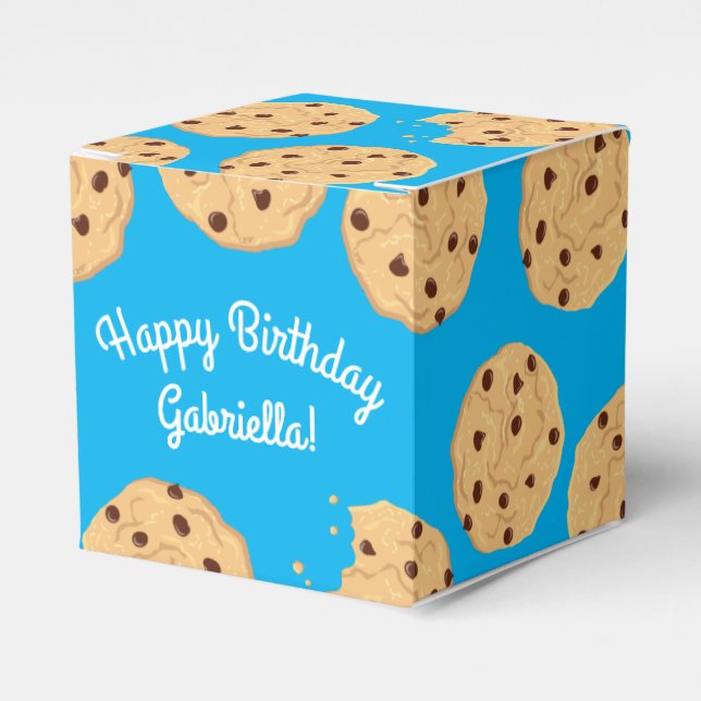 Chocolate Chip Cookie Kids 1st Birthday Party Blue Presentaskar (Framsidan Sidan)