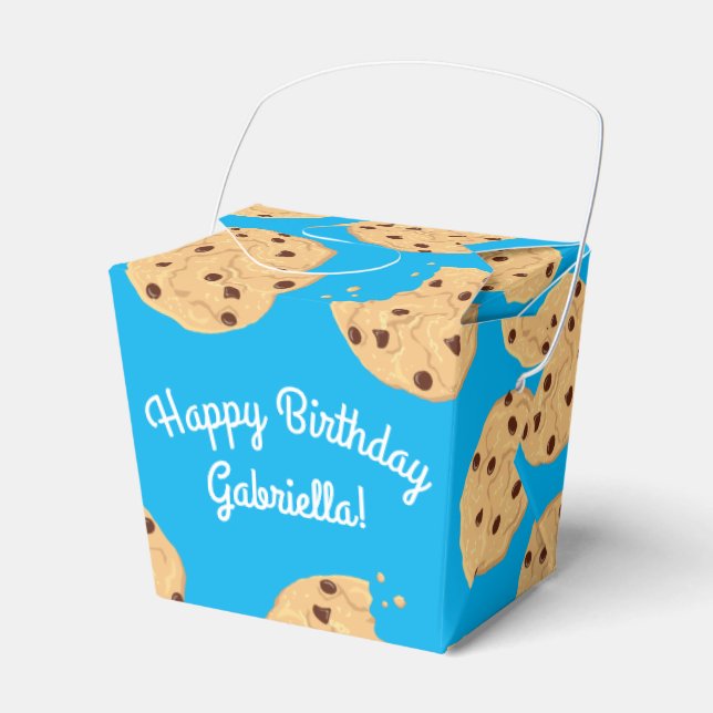 Chocolate Chip Cookie Kids 1st Birthday Party Blue Presentaskar (Framsidan Sidan)