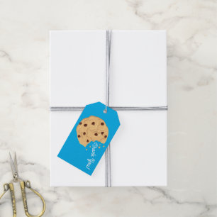 Chocolate Chip Cookie Kids 1st Birthday Party Blue Presentetikett