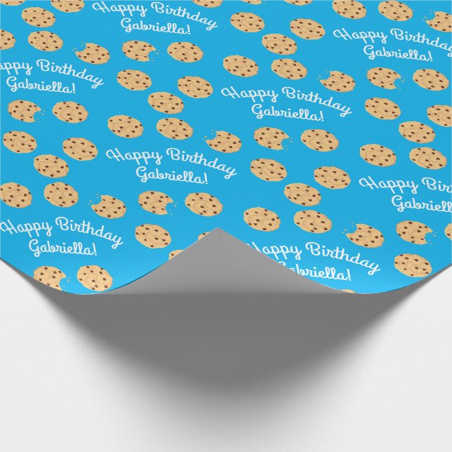 Chocolate Chip Cookie Kids 1st Birthday Party Blue Presentpapper (Hörn)