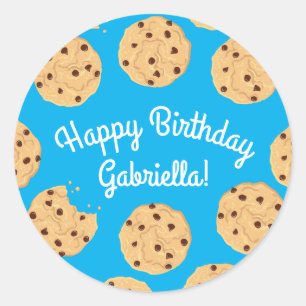 Chocolate Chip Cookie Kids 1st Birthday Party Blue Runt Klistermärke