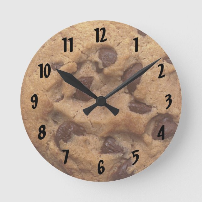 Chocolate Chip Cookie-numrerad väggklocka (Framsida)