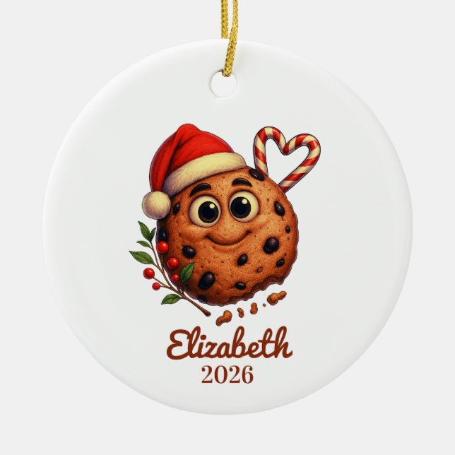 Chocolate Chip Cookie Ornament,Sweet Lovers Julgransprydnad Keramik (Framsidan)