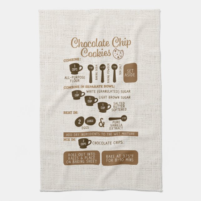 Chocolate Chip Cookie Recipe Kitchen Towel Kökshandduk (Vertikal)