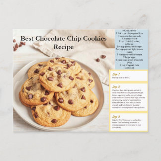 Chocolate Chip Cookie Recipe Postcard Vykort