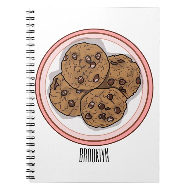 Chocolate chip cookie tecknad illustration anteckningsbok (Framsidan)