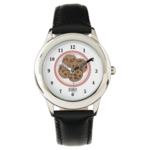 Chocolate chip cookie tecknad illustration armbandsur