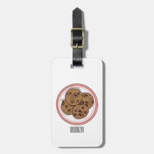 Chocolate chip cookie tecknad illustration bagagebricka