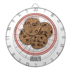 Chocolate chip cookie tecknad illustration darttavla