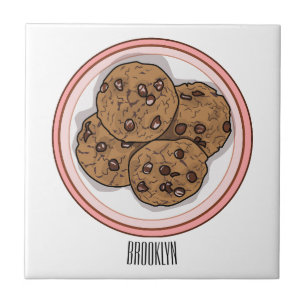 Chocolate chip cookie tecknad illustration kakelplatta