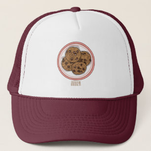 Chocolate chip cookie tecknad illustration keps