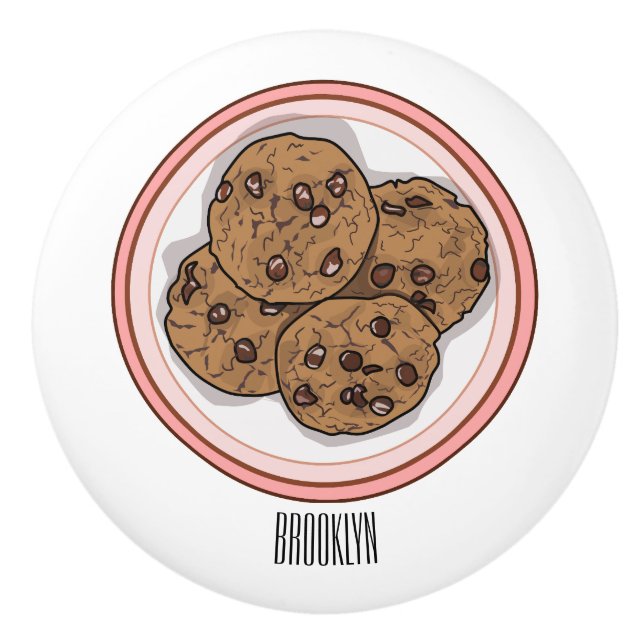 Chocolate chip cookie tecknad illustration knopp (Framsidan)