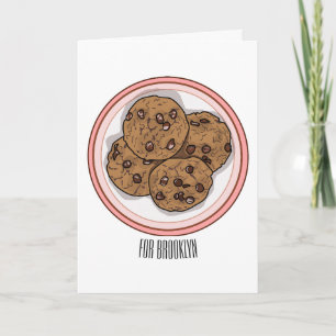 Chocolate chip cookie tecknad illustration kort