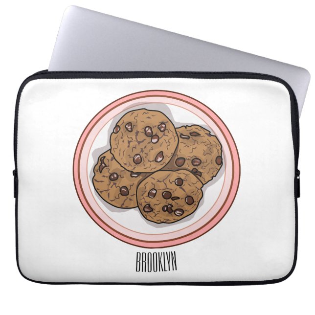 Chocolate chip cookie tecknad illustration laptop fodral (Framsidan)