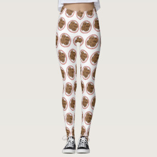 Chocolate chip cookie tecknad illustration leggings