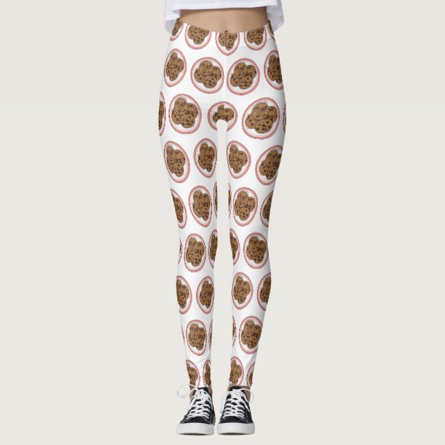 Chocolate chip cookie tecknad illustration leggings (Framsida)