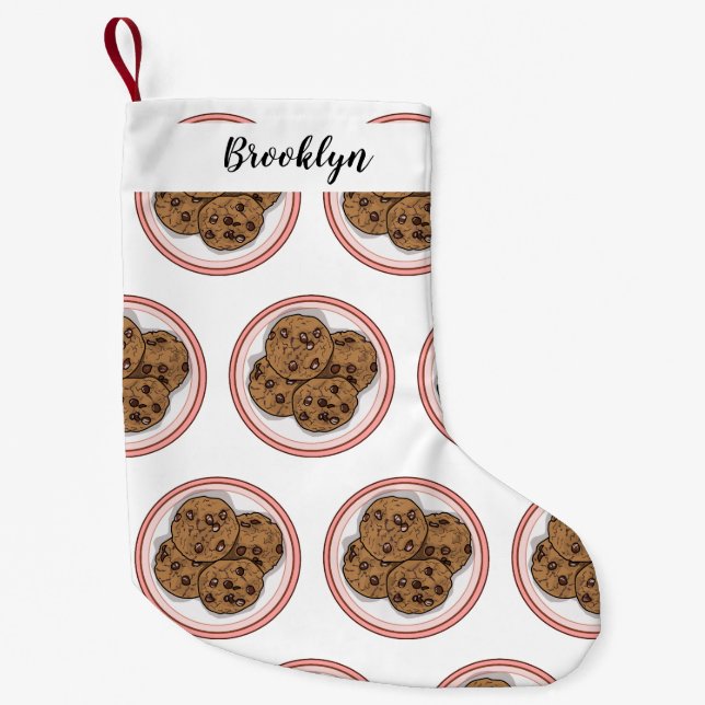 Chocolate chip cookie tecknad illustration liten julstrumpa (Framsidan)