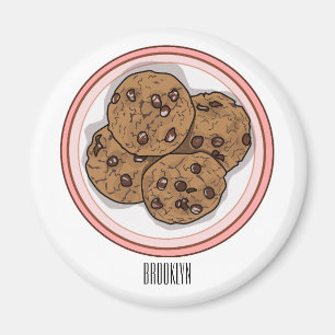 Chocolate chip cookie tecknad illustration magnet