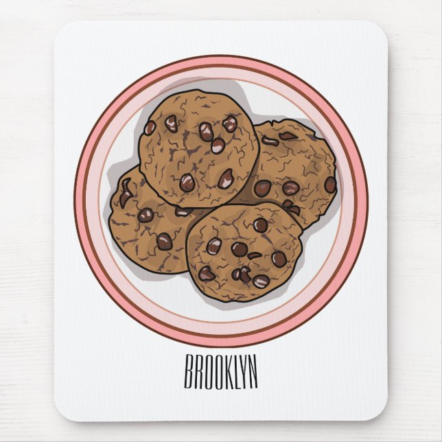 Chocolate chip cookie tecknad illustration musmatta (Framsidan)